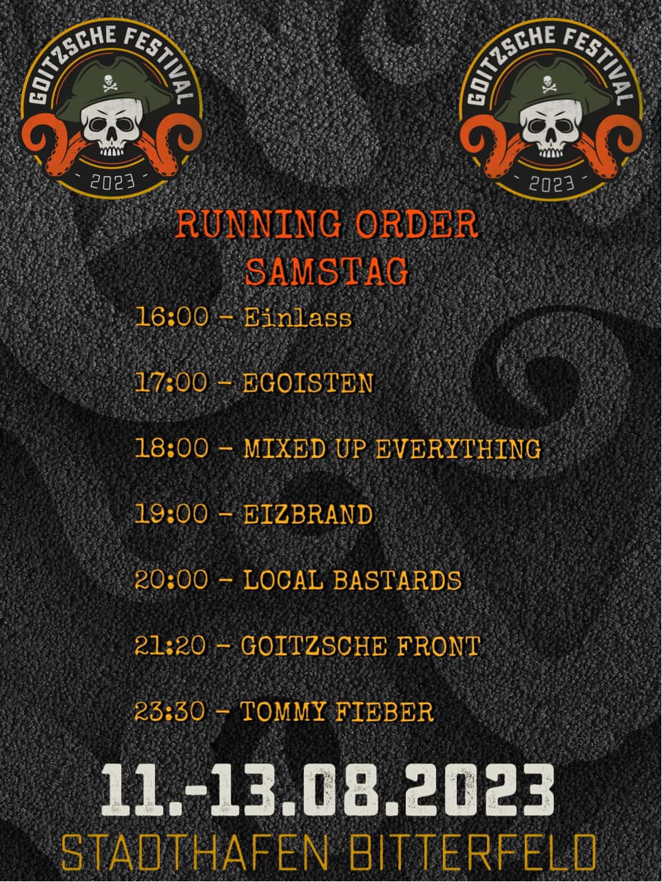 Running Order Samstag